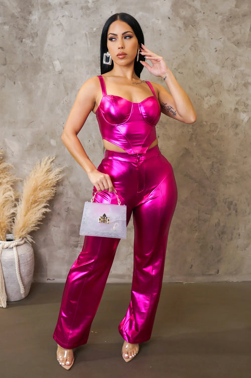 Shine like me pant set fuchsia