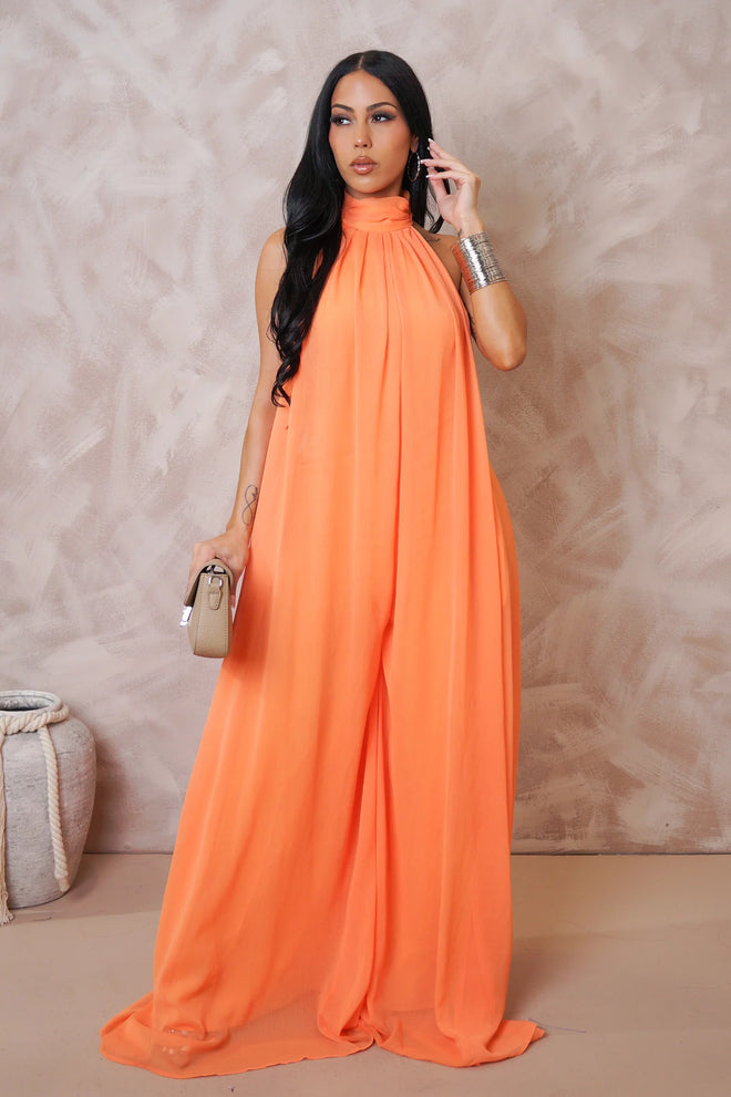 Eva jumpsuit open back orange