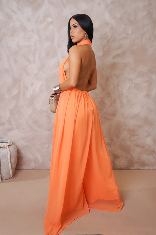 Eva jumpsuit open back orange