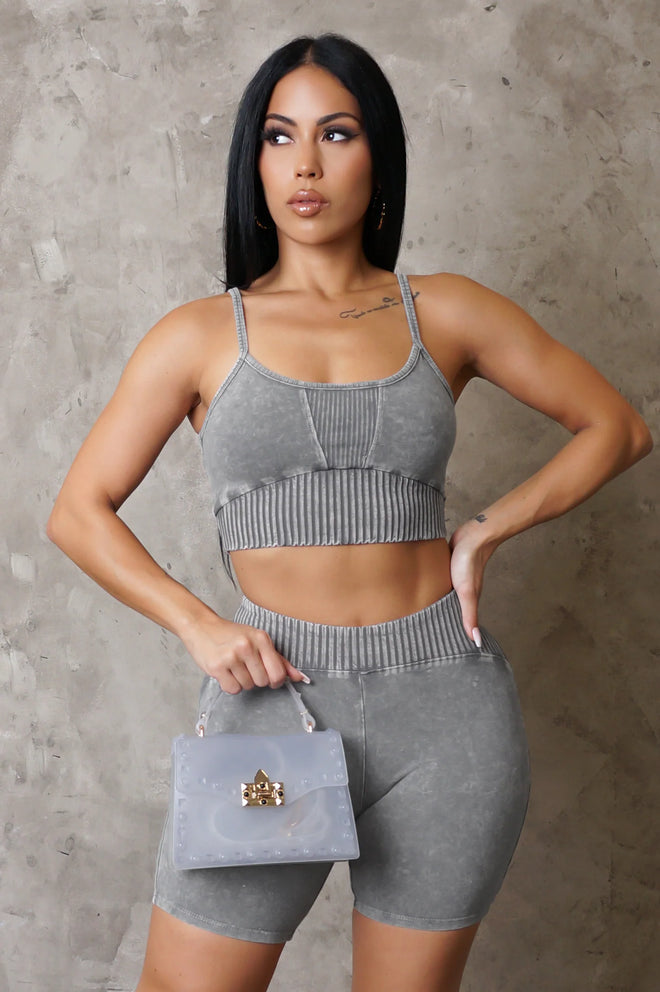 Made for you shorts set grey