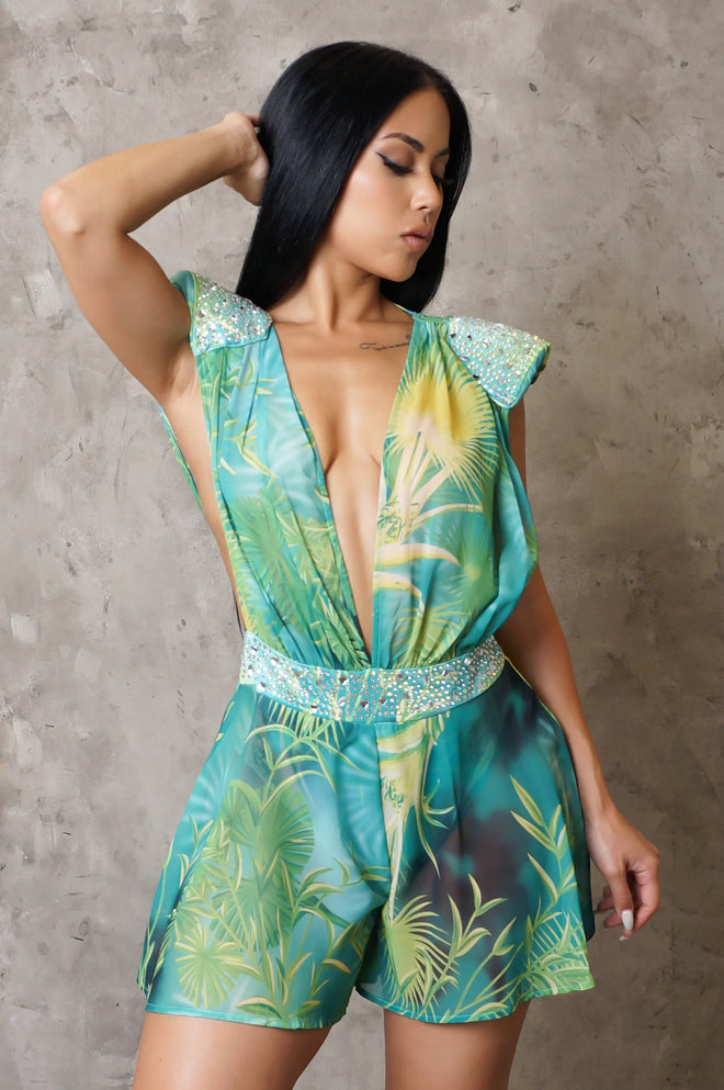 Tropical romper green