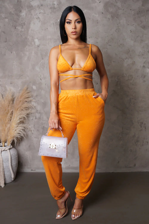 Waiting on you pant set orange