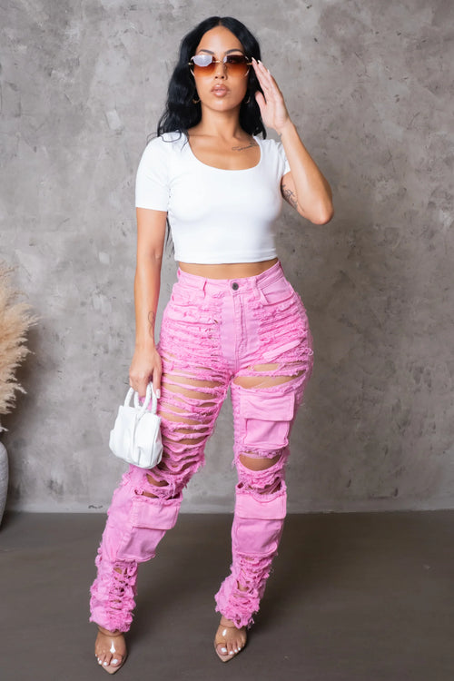 My type ripped jeans pink