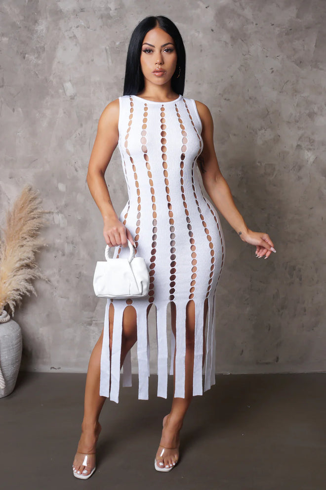 In the moment midi dress white