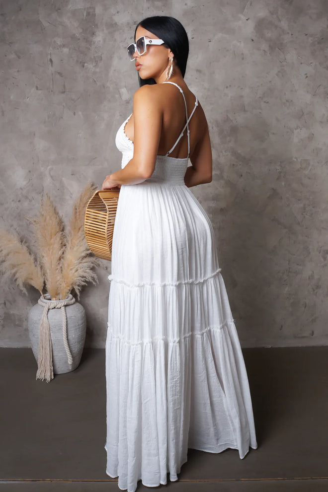 Summer  in mykonos maxi white dress