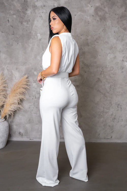 It’s all business jumpsuit white