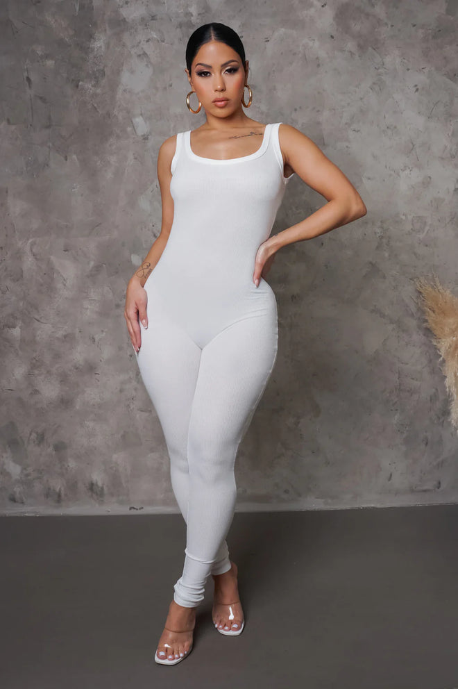 All open back jumpsuit white