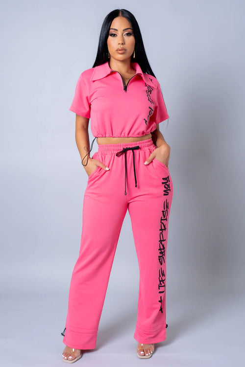 Too cool pants set pink